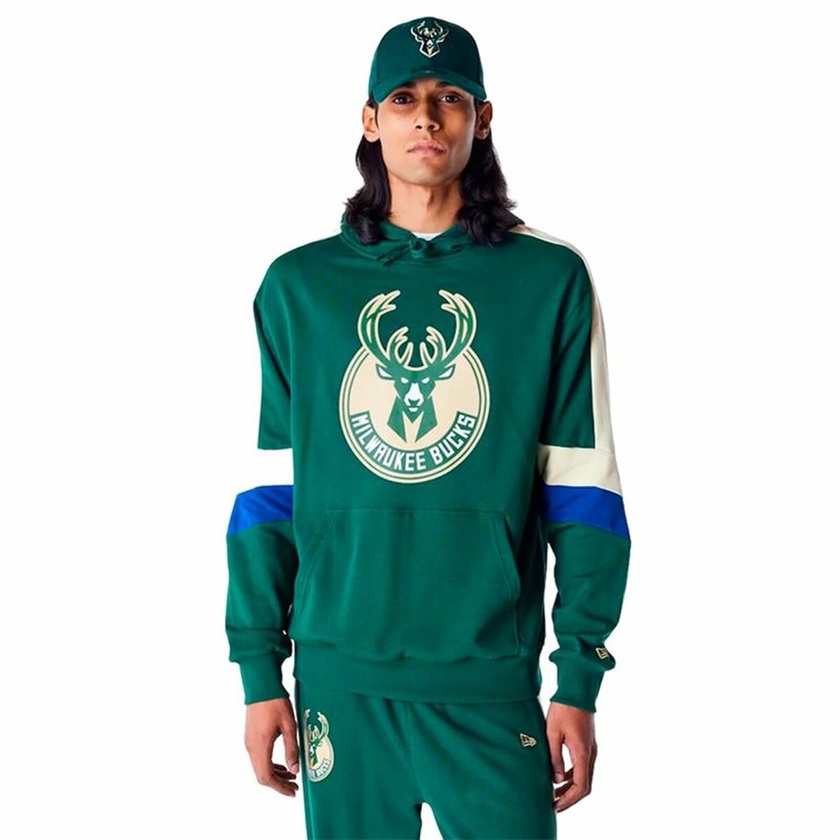 Men’s Hoodie New Era COLOUR BLOCK OS Milwaukee Bucks/L