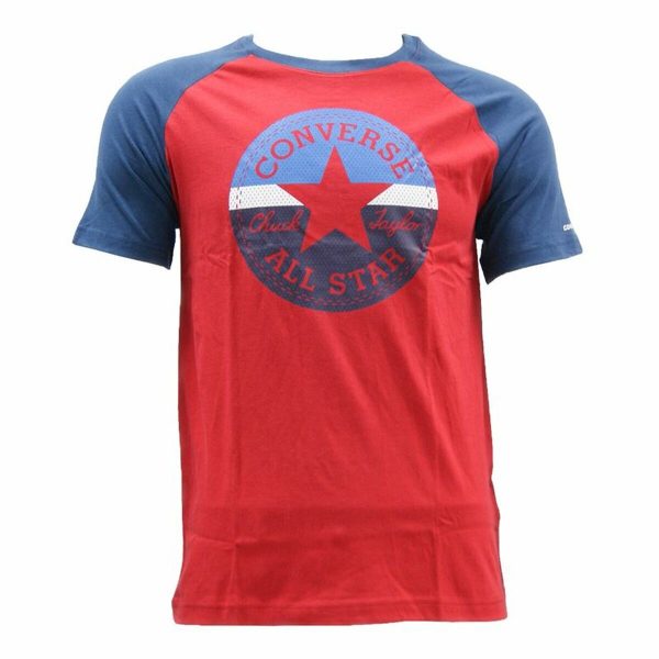 Men’s Short Sleeve T-Shirt Converse Colour Block Raglan Red/5-6 Years - Image 4