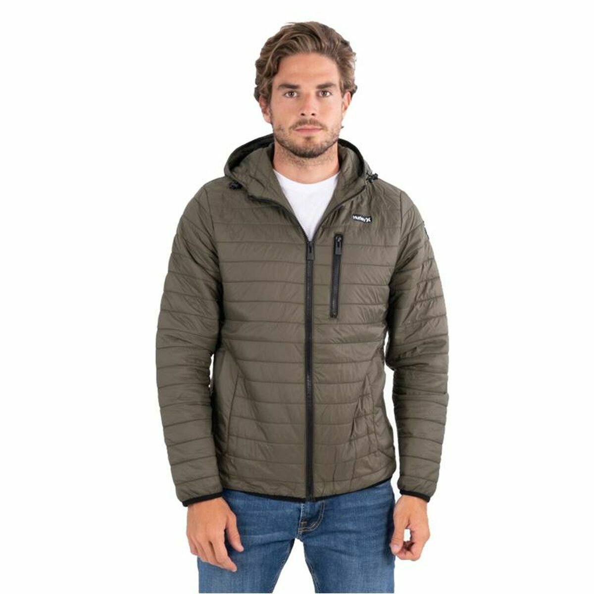 Men's Sports Jacket Hurley  Balsam Quilted Packable Green/L