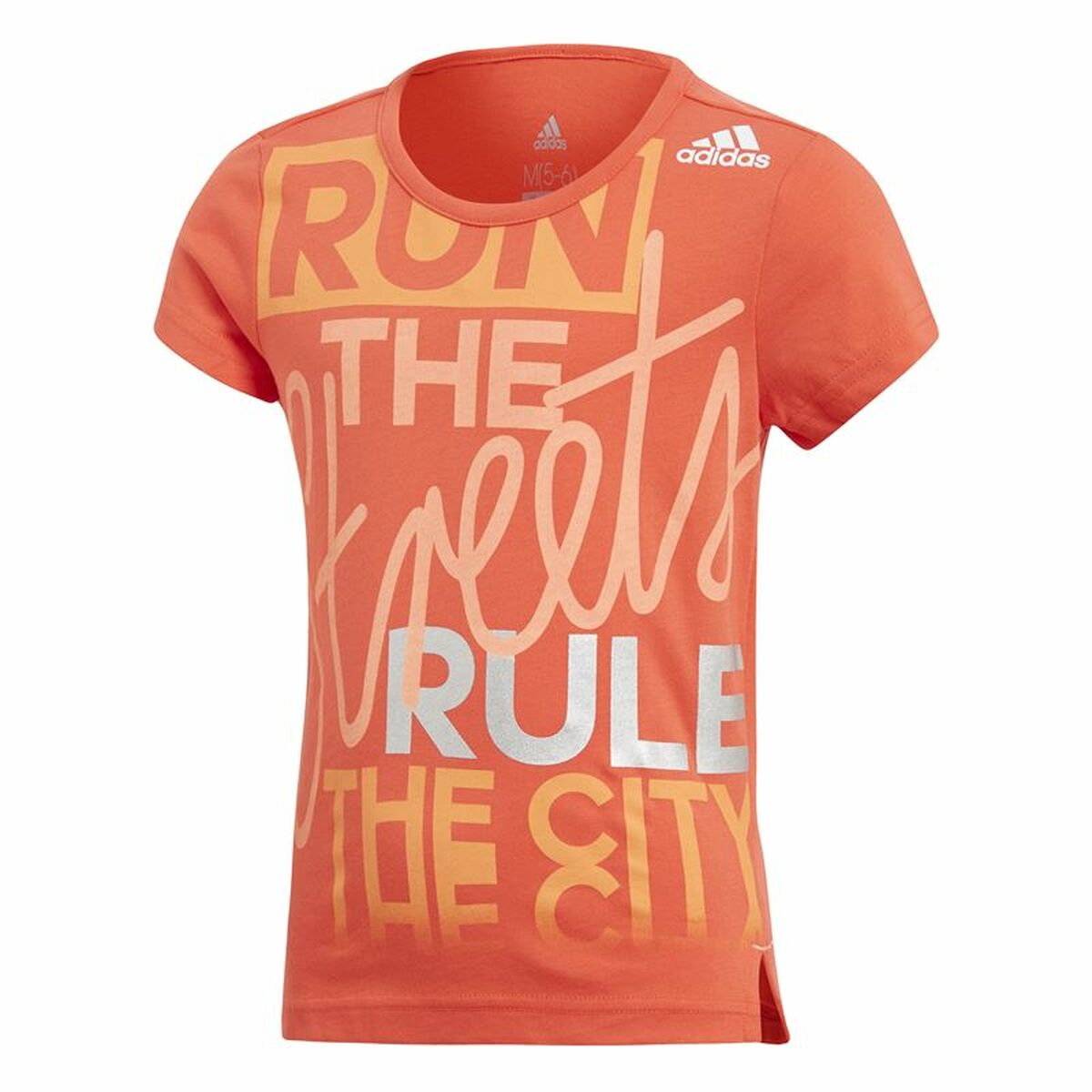 Child's Short Sleeve T-Shirt Adidas Graphic Tee Orange/5-6 Years
