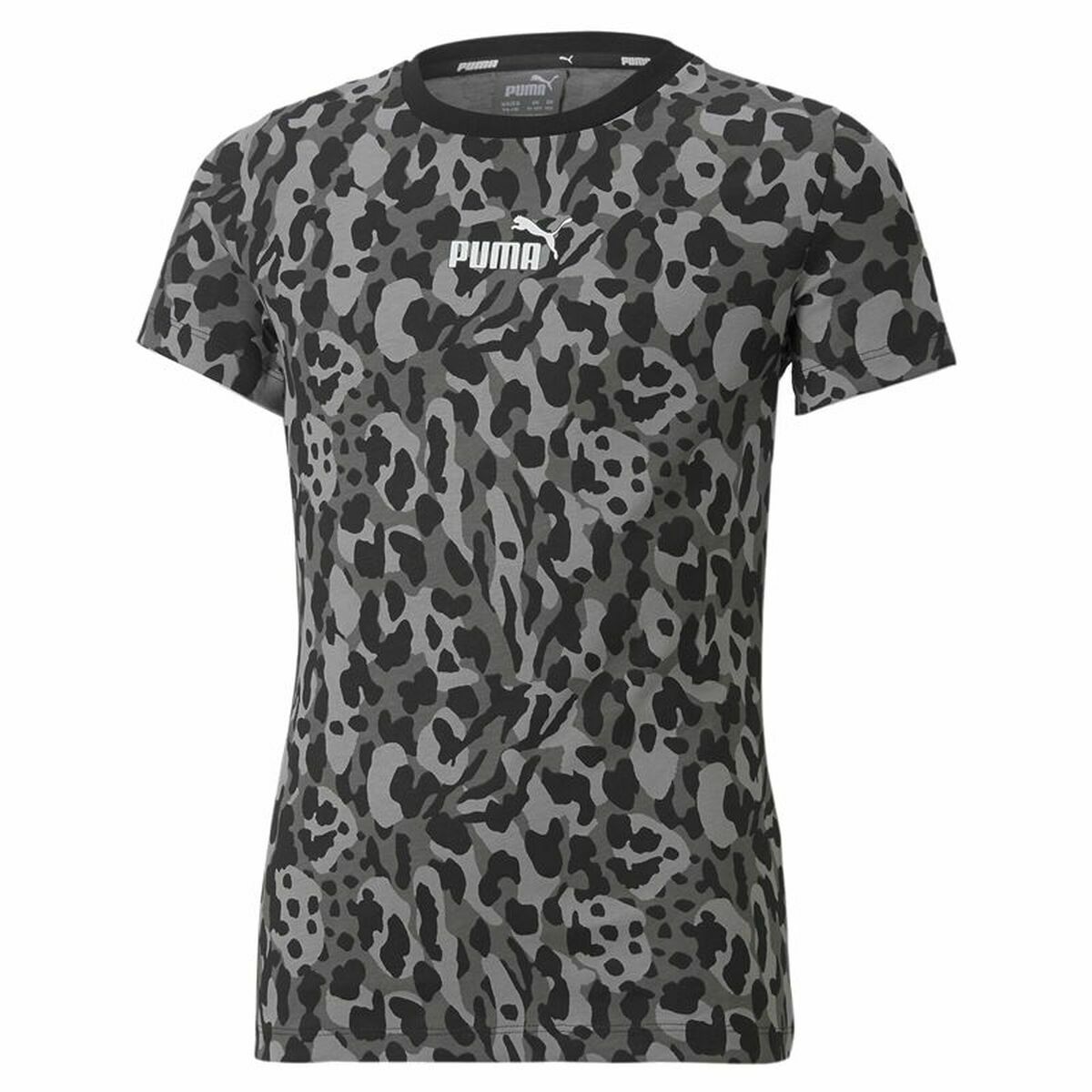 Child's Short Sleeve T-Shirt Puma Alpha AOP Black/5-6 Years