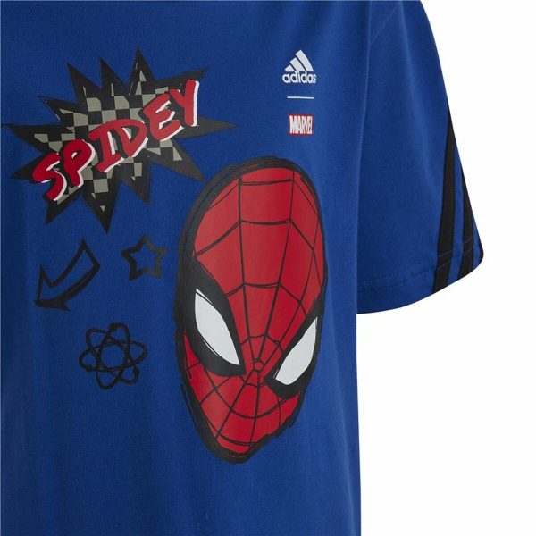 Child's Short Sleeve T-Shirt Adidas Spider-Man Blue/5-6 Years - Image 5