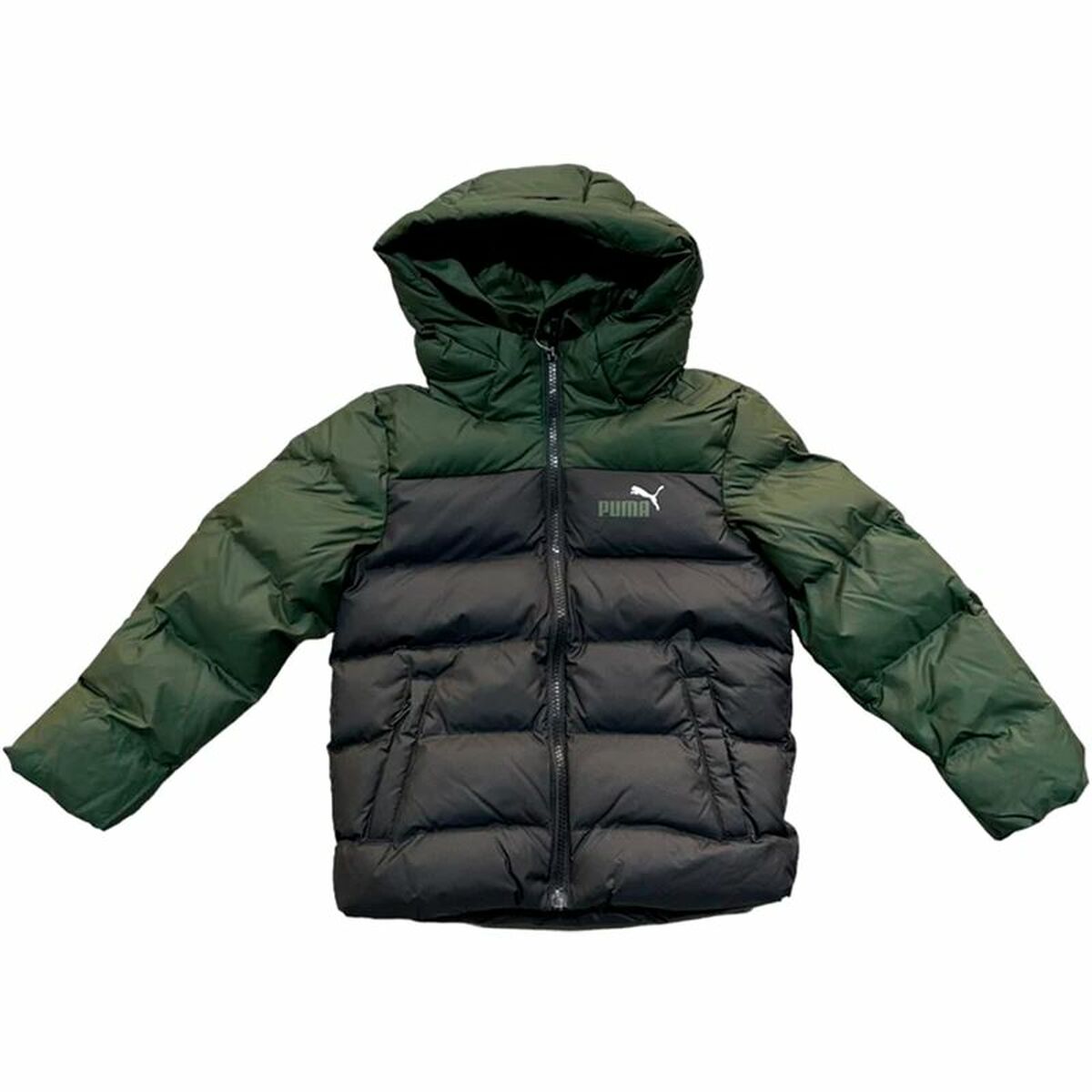 Children's Sports Jacket Puma Colourblock Poly Black/Green/9-10 Years