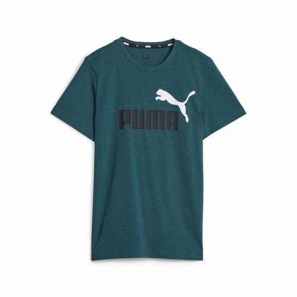 Child's Short Sleeve T-Shirt Puma Ess+ 2 Col Logo Dark green/5-6 Years - Image 2