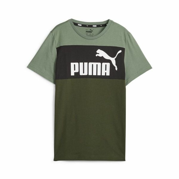 Child's Short Sleeve T-Shirt Puma Ess Block Green/5-6 Years - Image 2