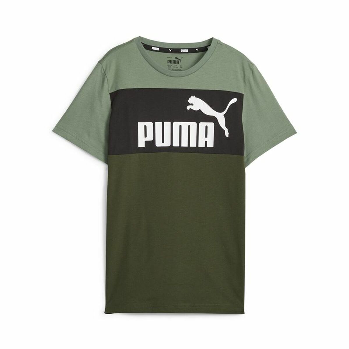 Child's Short Sleeve T-Shirt Puma Ess Block Green/5-6 Years