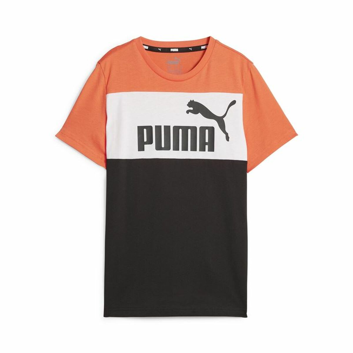 Child's Short Sleeve T-Shirt Puma Ess Block Black Orange/5-6 Years