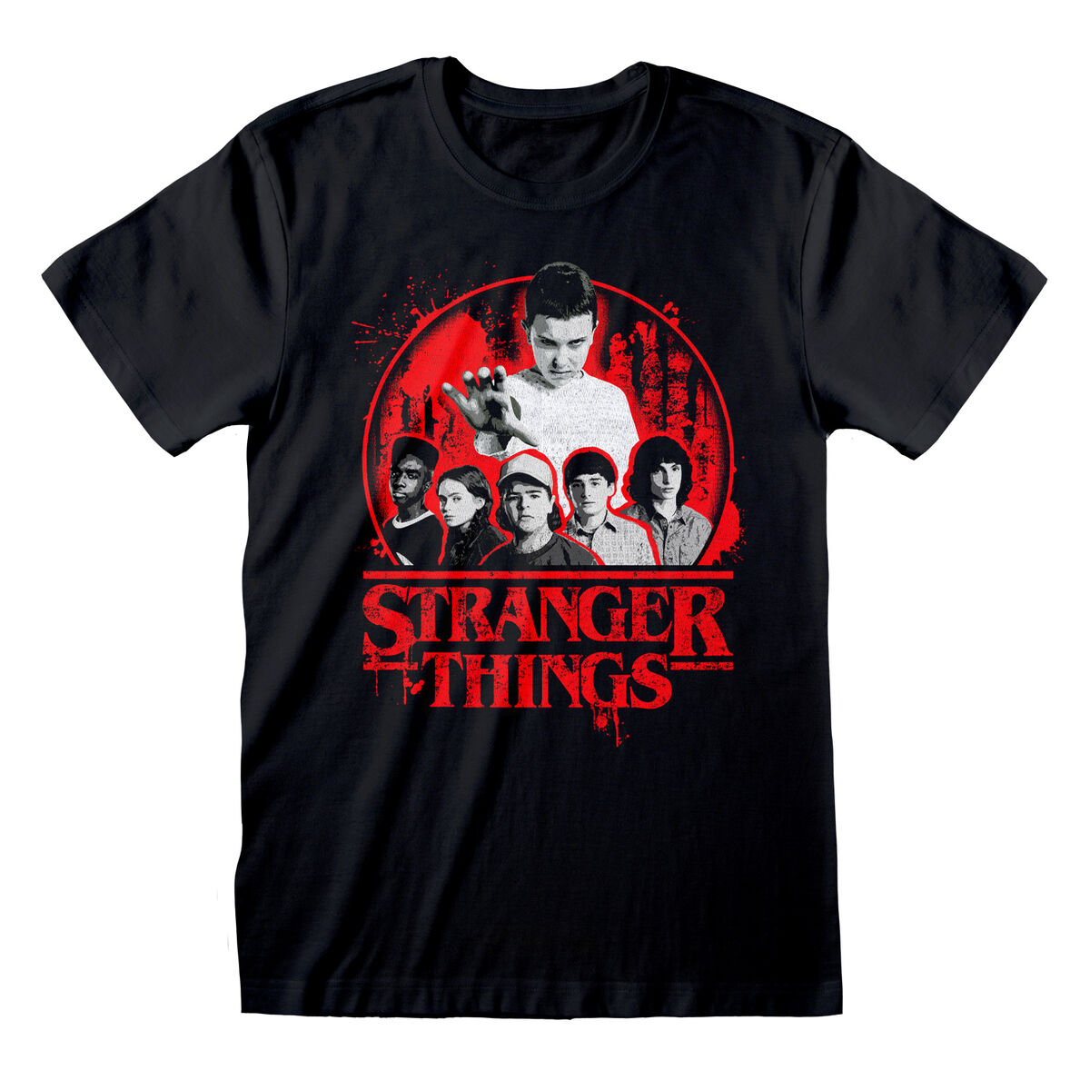Short Sleeve T-Shirt Stranger Things Circle Logo Black Unisex/S