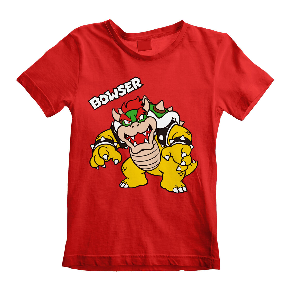 Child's Short Sleeve T-Shirt Super Mario Bowser Text Red/3-4 Years