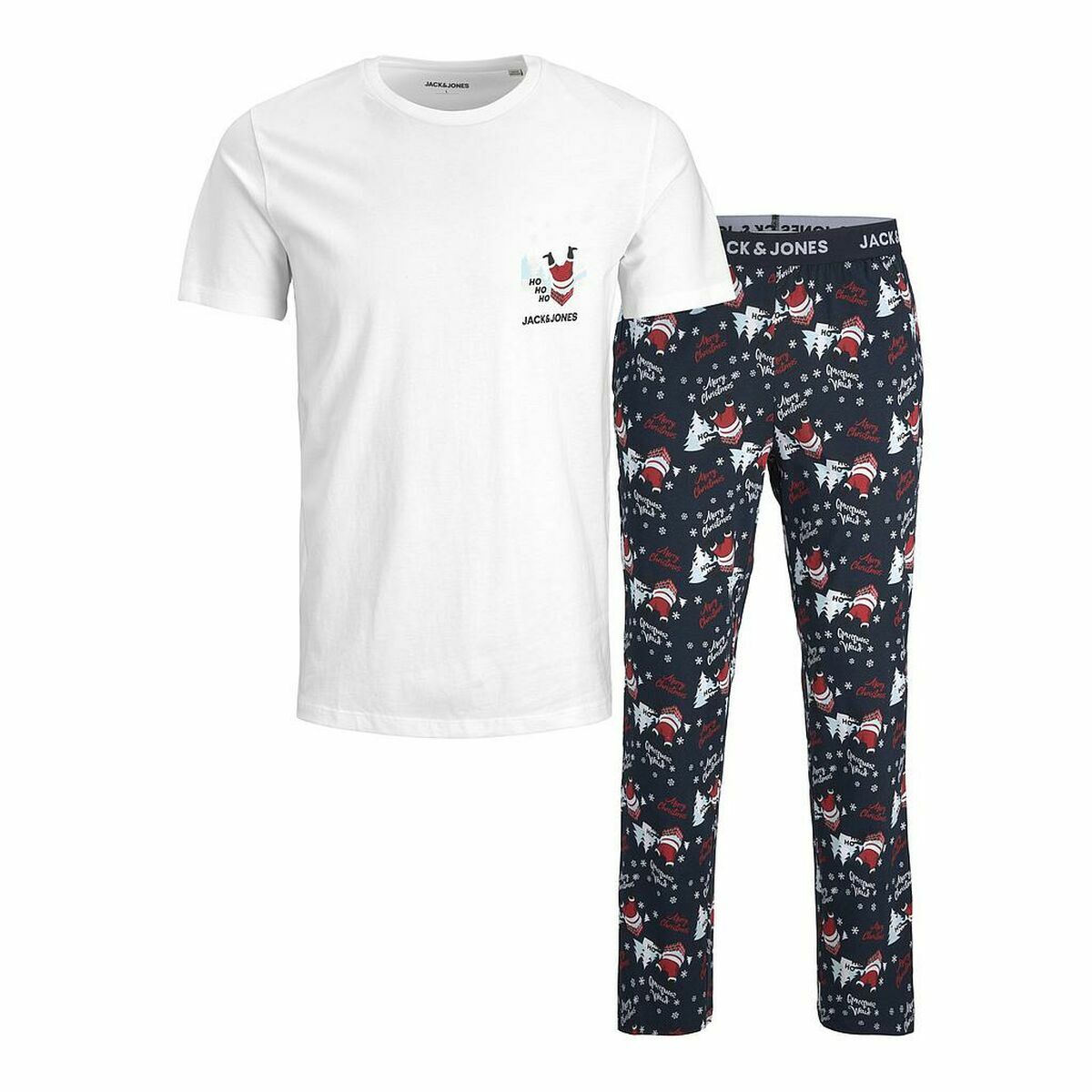 Pyjama Jack & Jones JACSANTA SS White/XXL