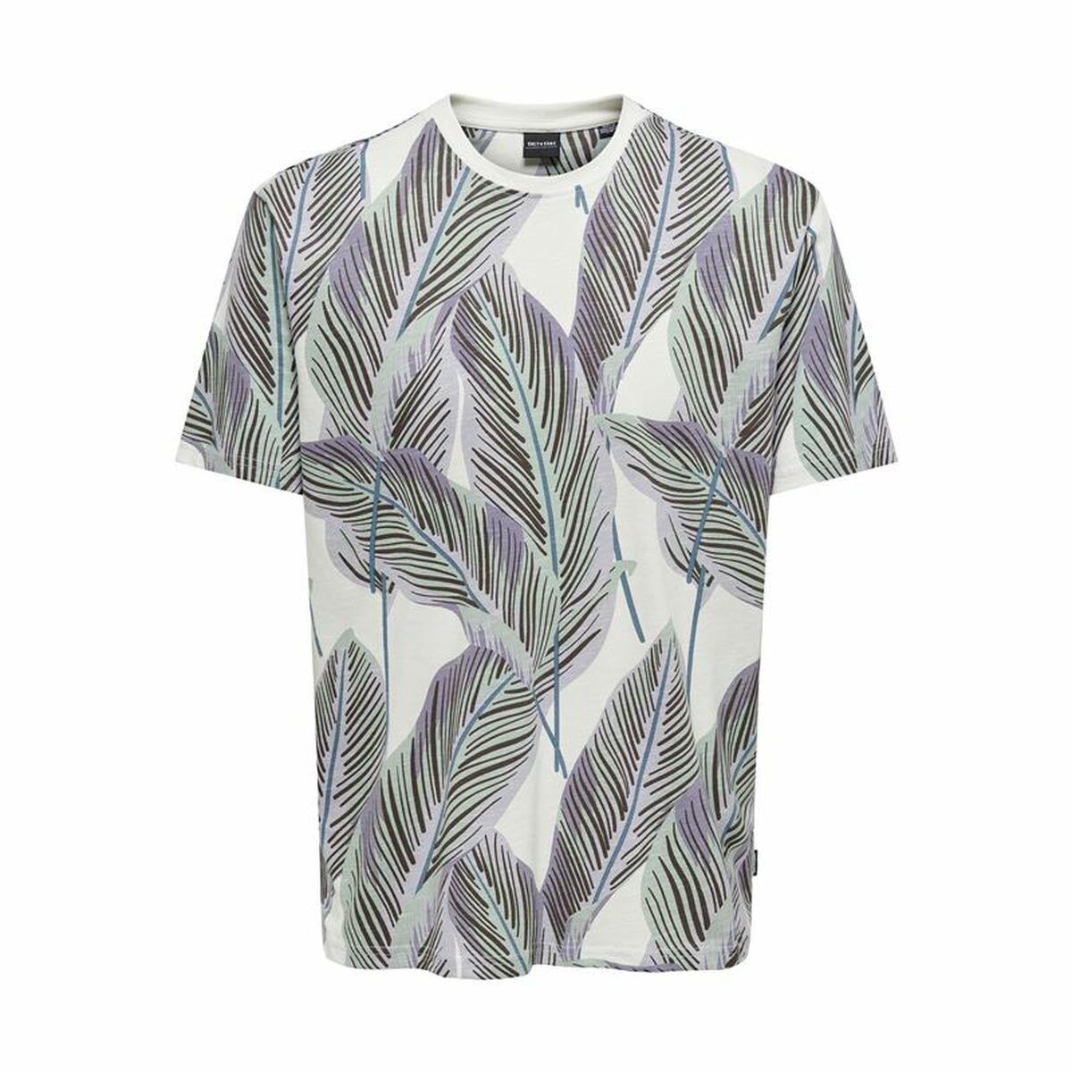 Men’s Short Sleeve T-Shirt Only & Sons Onskobe Reg Banana Leaf Blue White/M