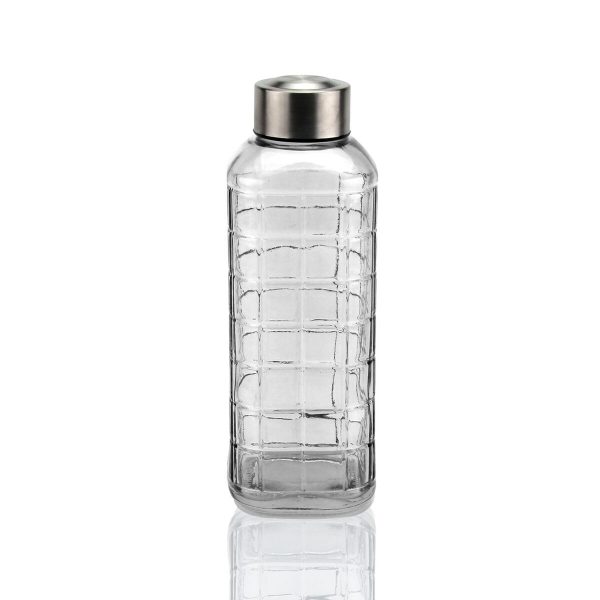 Water bottle Versa Transparent Glass Aluminium 1 L 8,2 x 23,5 x 8,2 cm