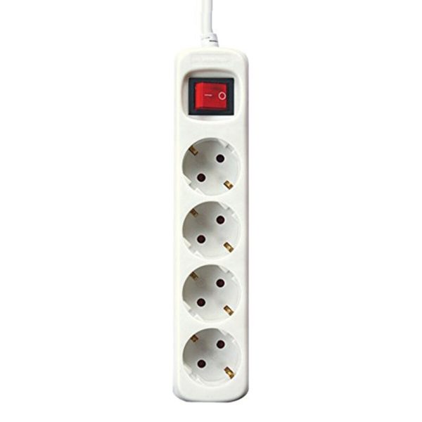 4-socket plugboard with power switch Silver Electronics White/1,5 m