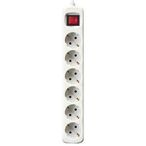 Power Socket - 6 Sockets with Switch Silver Electronics White/3 m