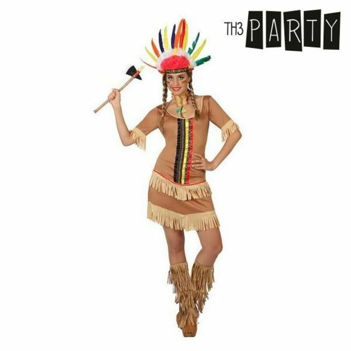 Costume for Adults Th3 Party Brown American Indian (1 Piece)/XL