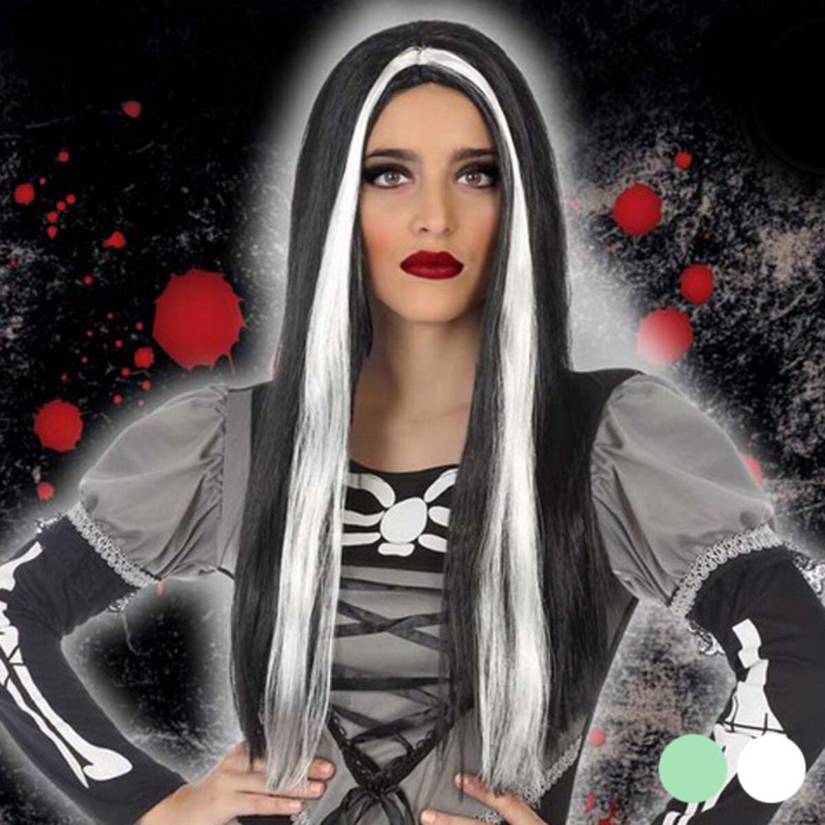 Halloween Wig 118189 (60 cm) White Black Green/White