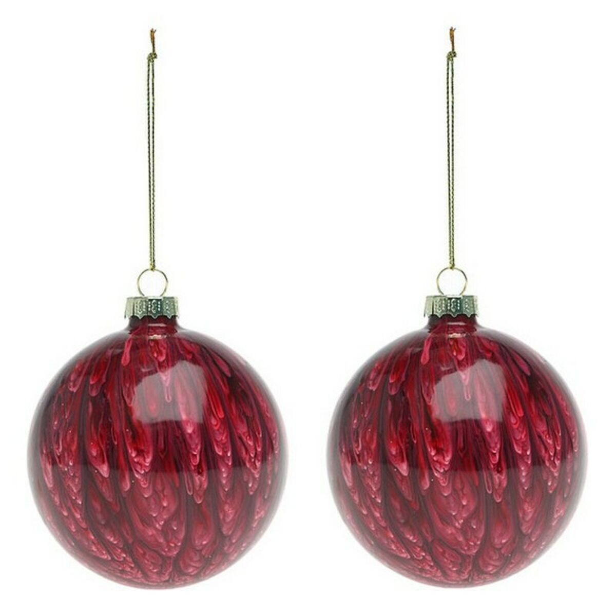 Christmas Baubles (2 pcs) 113572 Brown Red 8 cm (2 Units)/Brown