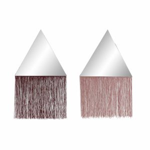 Hanging mirror DKD Home Decor Burgundy Light Pink Fringe 33,5 x 1 x 54 cm (2 Units) (2 Pieces)