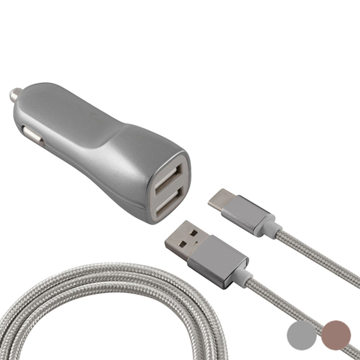 Car Charger KSIX USB/Silver