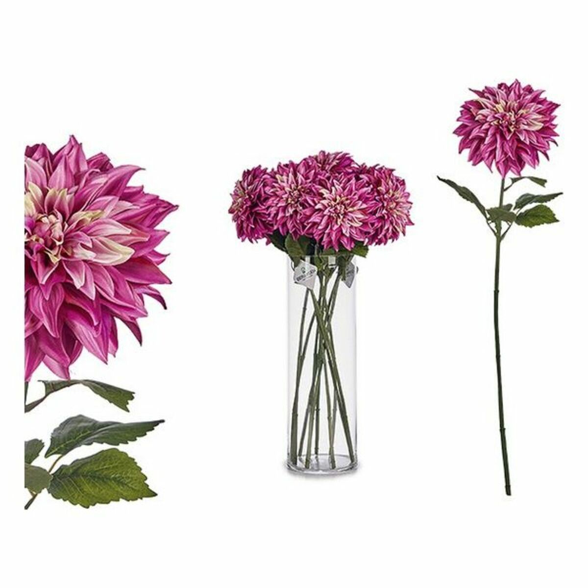 Decorative Flower Ibergarden Green Pink 16 x 74 x 16 cm Dahlia/White