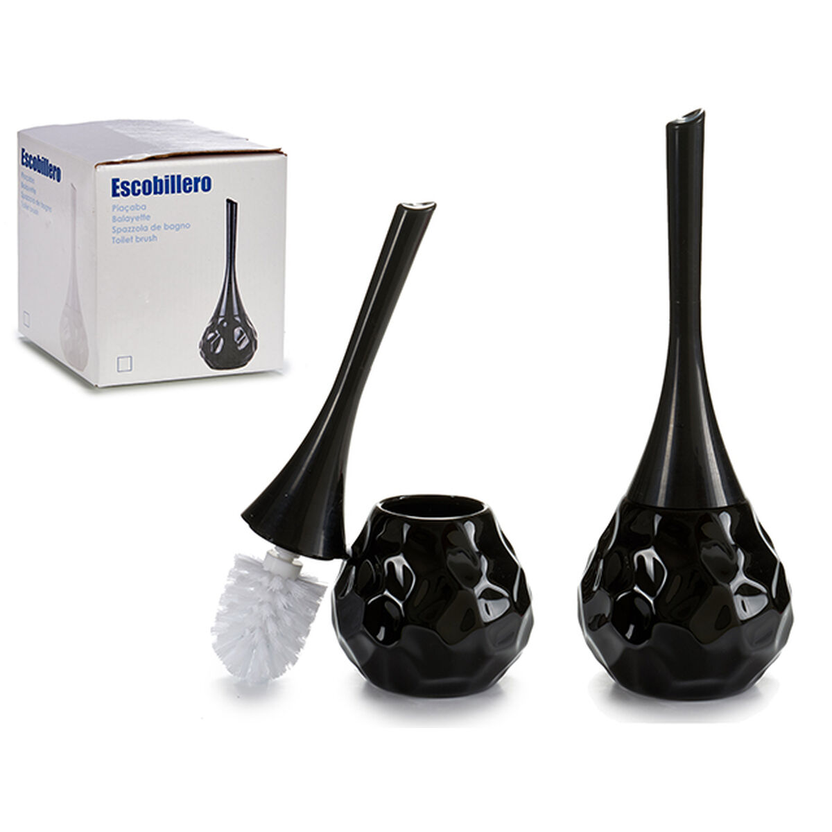 Toilet Brush Black Grey Ceramic Plastic 14 x 38,5 x 14 cm/Grey