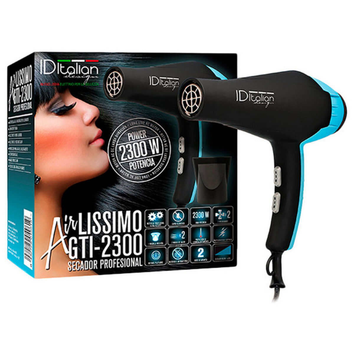 Hairdryer Airlissimo GTI 2300 Id Italian (1 Unit)/Blue