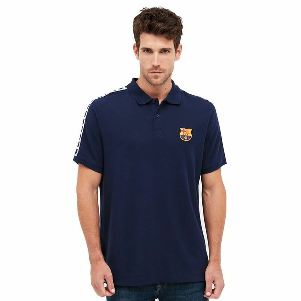 Men’s Short Sleeve Polo Shirt F.C. Barcelona Navy Blue/XL