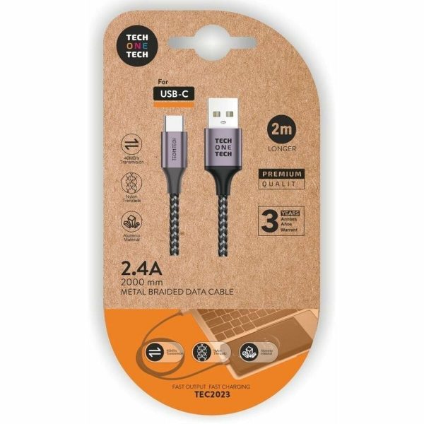 USB A to USB-C Cable Tech One Tech TEC2023 Grey