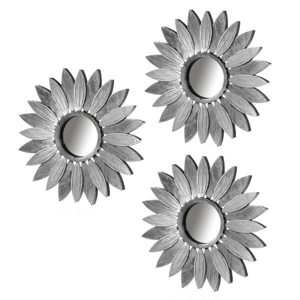 Wall mirror Silver 26 x 1,5 x 26 cm (3 Units)