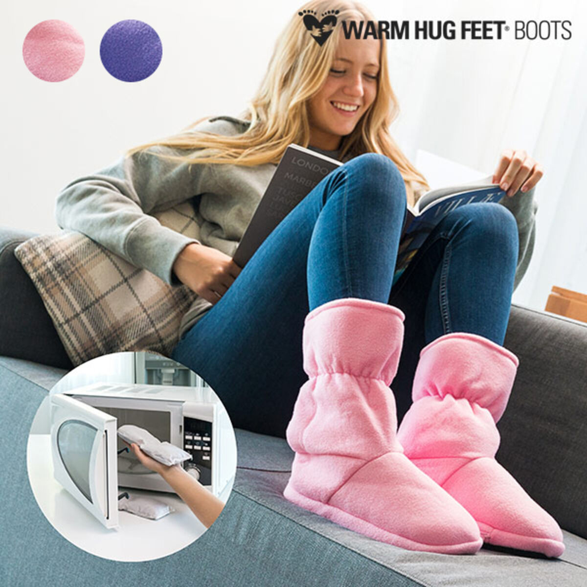 Warm Hug Feet Microwavable Boots/Purplish/M
