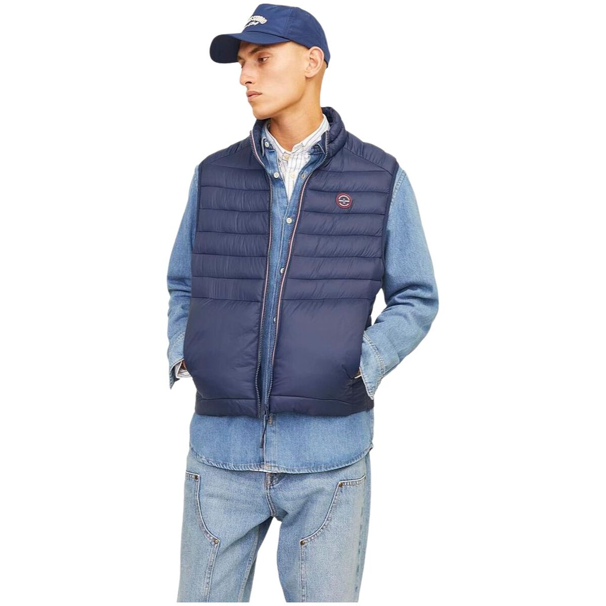 Men's Quilted Gilet Jack & Jones JJESPRINT BODYWARMER COLLAR NOOS 12258457 Navy Blue/XL