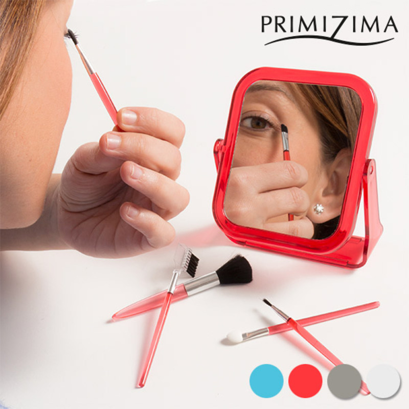Primizima Mirror with Makeup Brushes (6 piece set)/Black