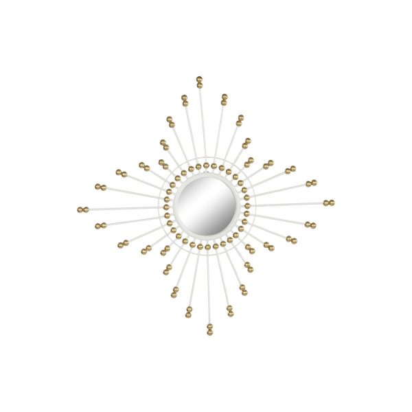 Wall mirror Home ESPRIT White Golden 80 x 2,5 x 80 cm