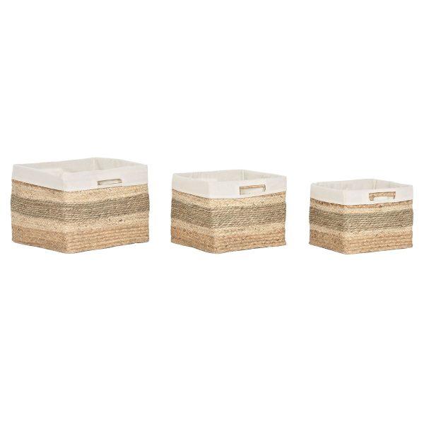 Basket set Home ESPRIT Natural Seagrass Tropical (3 Pieces)
