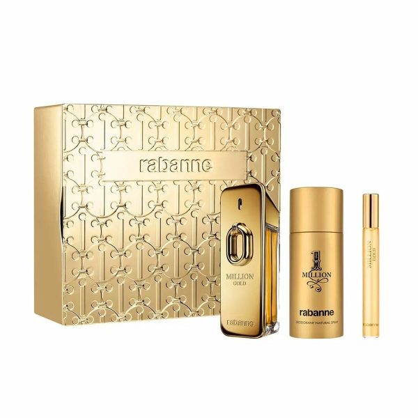 Men's Perfume Set Paco Rabanne Million Gold EDP 3 Pieces