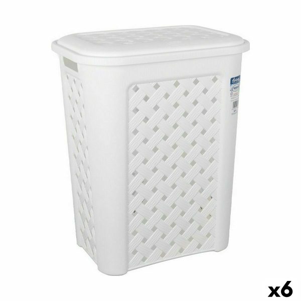 Laundry Basket Tontarelli Arianna With lid White 37,5 x 27,5 x 47 cm (6 Units)
