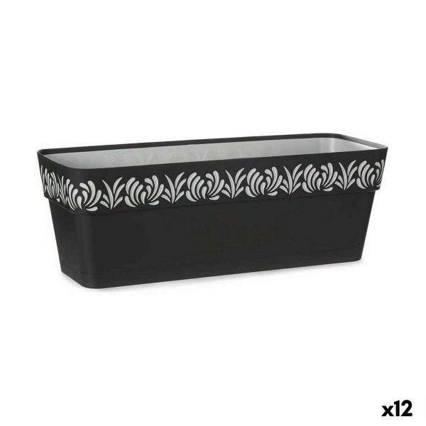 Planter Stefanplast Gaia Anthracite Plastic 49,5 x 17 x 19 cm (12 Units)