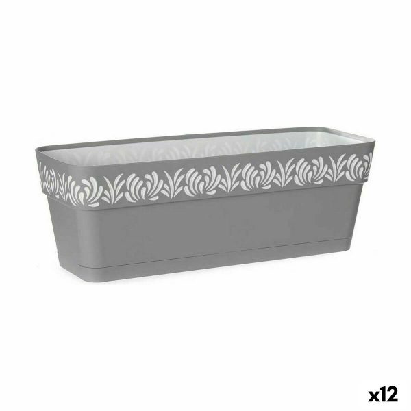 Planter Stefanplast Gaia Grey Plastic 49,5 x 17 x 19 cm (12 Units)