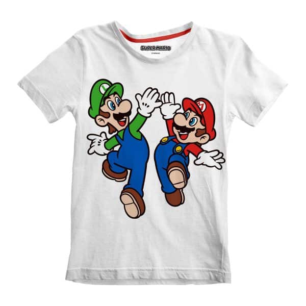 Child's Short Sleeve T-Shirt Super Mario Mario and Luigi White/12-13 Years