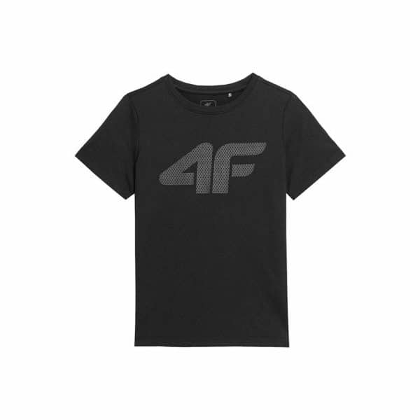 Child's Short Sleeve T-Shirt 4F Melange Black/12-13 Years