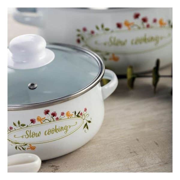 Casserole with glass lid Quid Memory Enamelled Steel/22 cm - Image 3