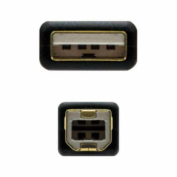 USB 2.0 A to USB B Cable NANOCABLE 10.01.120 Black/3 m - Image 3